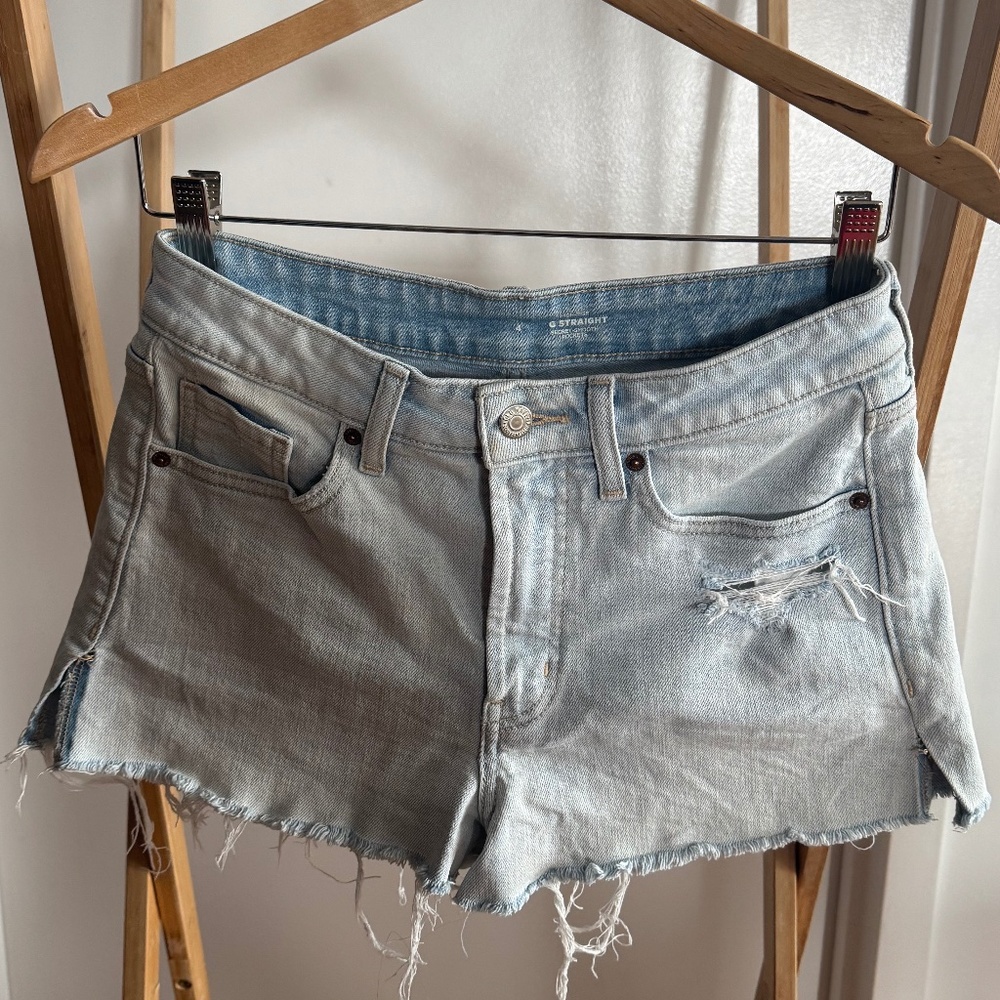 Light Blue Denim Ripped Jean Shorts